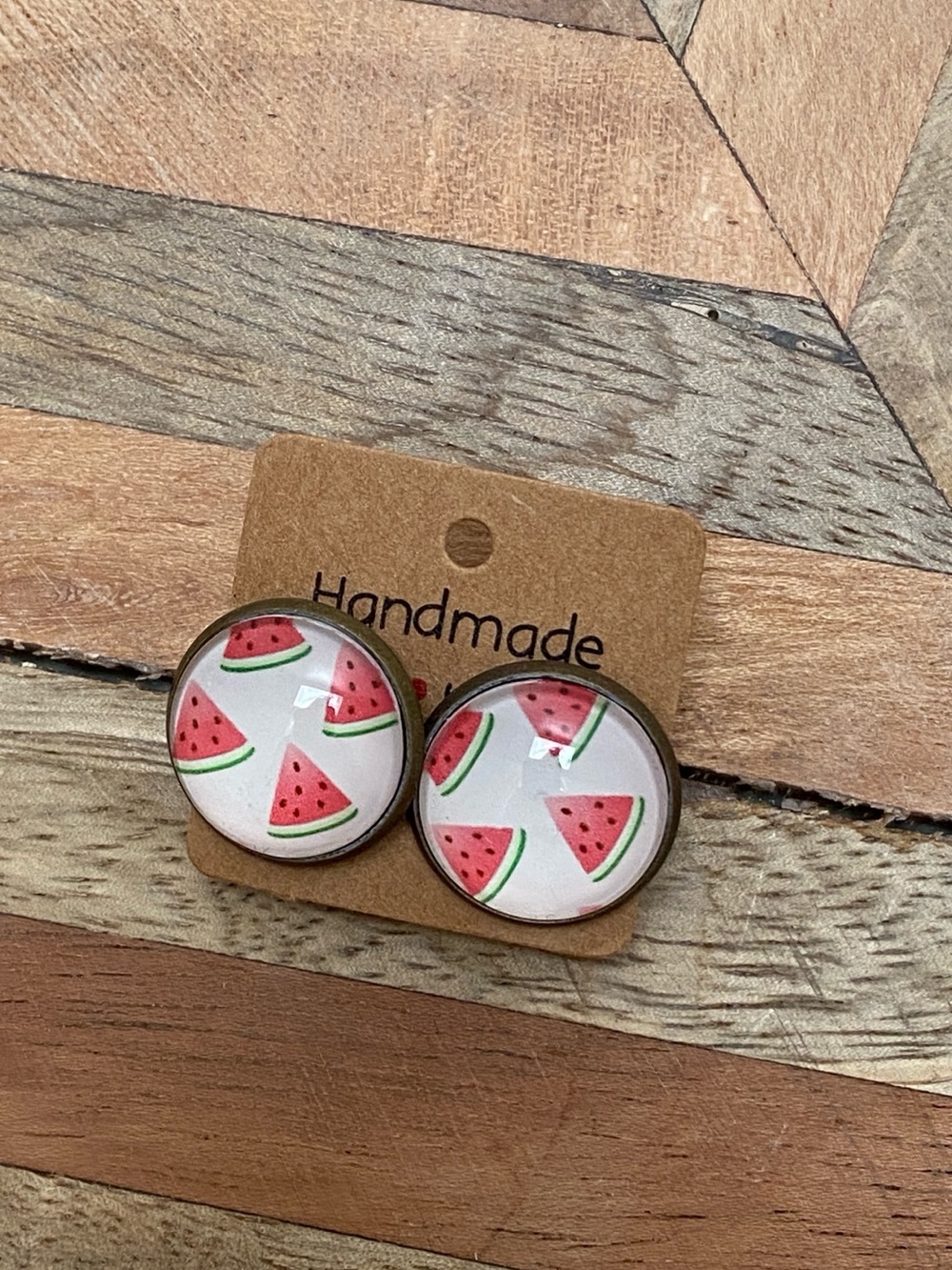 Handmade Pink Watermelon Stud Earrings